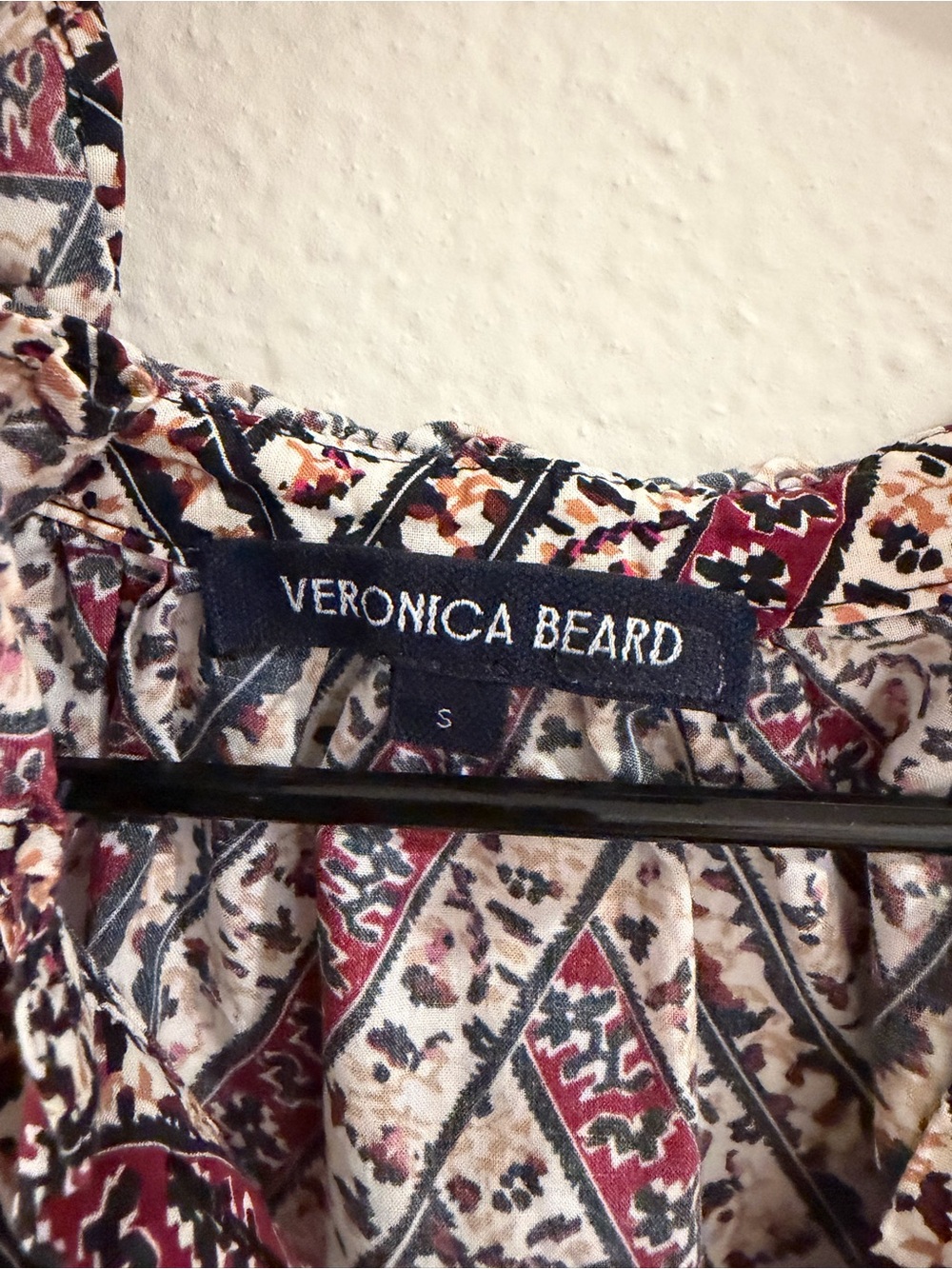 Veronica Beard Multicolor Printed Ruffled-Neck Blouse - Picture 5 of 6